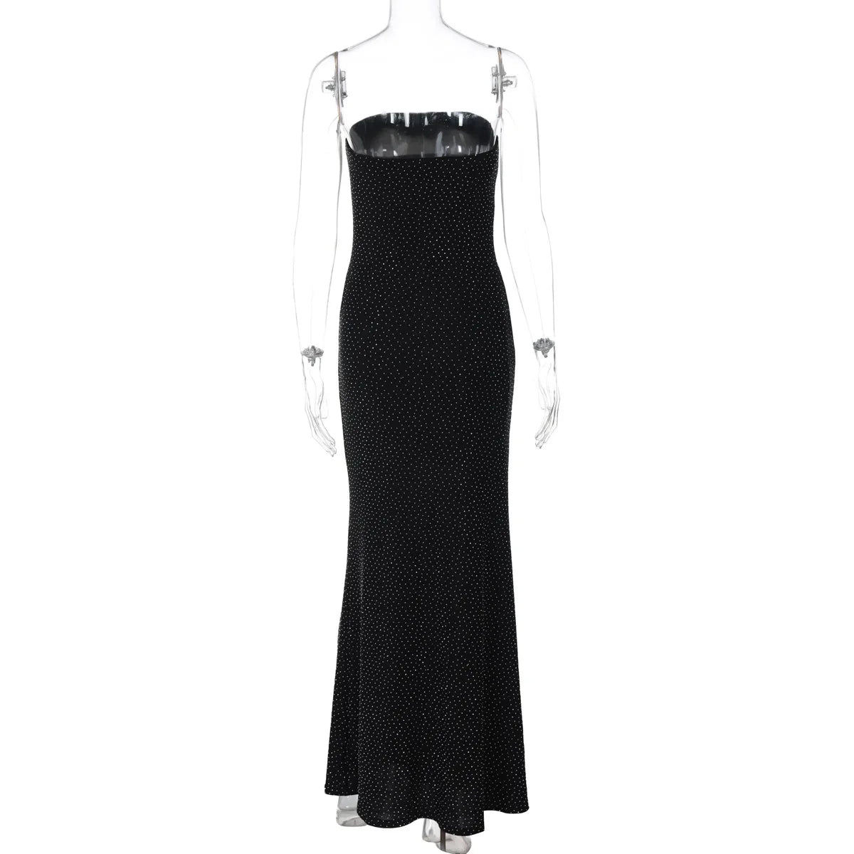 Maxy Glitter Diamonds Strapless Mermaid Evening Party Dresses Women Sexy Sleeveless Backless Slim Birthday Long Robe