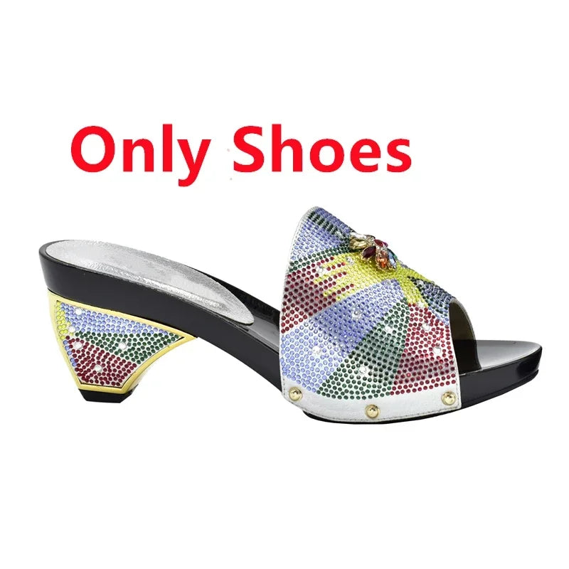 New Arrival Max Shoes and Bag Set Decorated with Rhinestone High Quality African Women Wedding Shoes and Bag Set Party Shoes