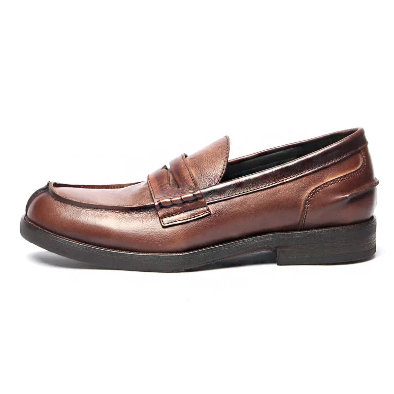 Amay Luxury Handmade Men Loafers Shoes Genuine Leather Italian Design Men Business Dress Formal Shoes Platform Men Flats Moccasins