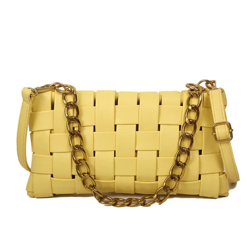 Maxy  New Trend Wild Metallic Braid Women Ladies Design Messenger Small Square Bag Luxury Handbag