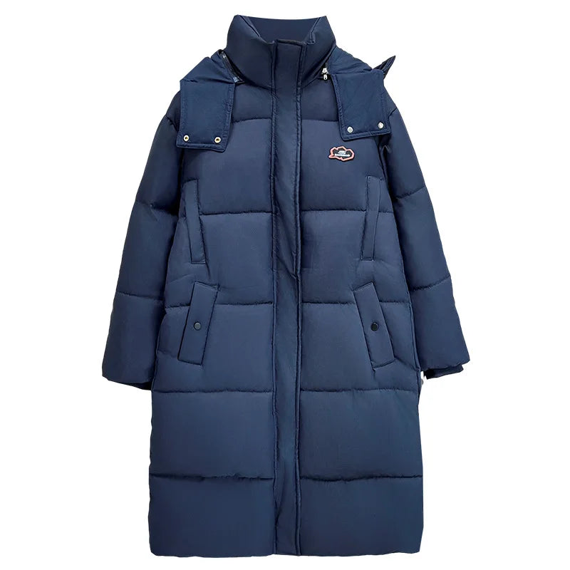 Maxy Plus Size Women Parka Winter New Loose Fashion Casual Couple Hooded Thickened x-long Warm cotton-padded Jacket 368