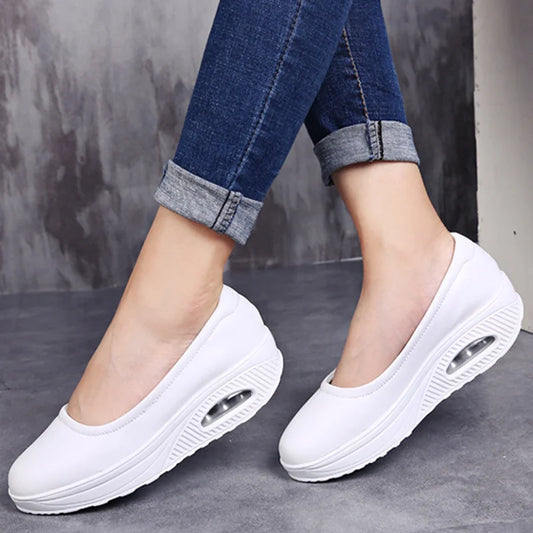 Maxy Women Sneakers Flats Loafers Sweet Shallow Comfort Moccasins Slip-on PU Platform Ballet Ladies Vulcanized Shoes New