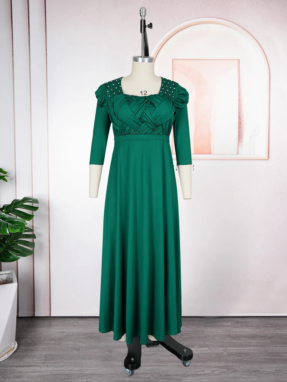 Amay New Luxury Beaded Plus Size Womne Dresses Dashiki Dress Abaya Women Evening Party Dress