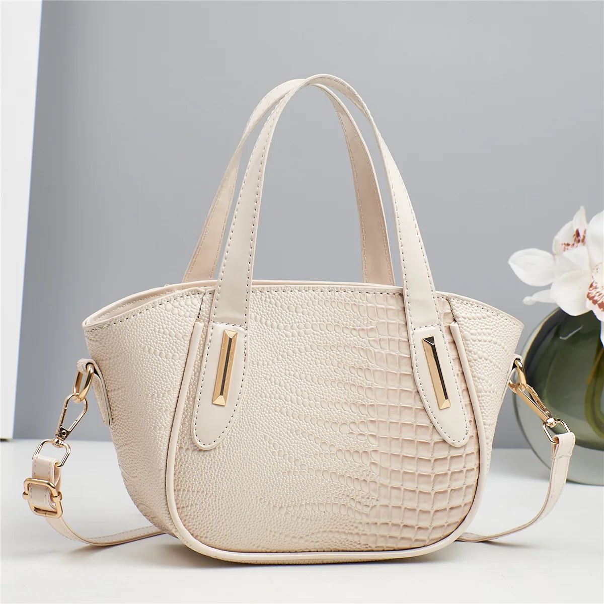 Maxy New Stone Pattern Splicing Handbag Fashion and Versatile Large Capacity Single Shoulder Crossbody hand bag ladies Crocodile patt