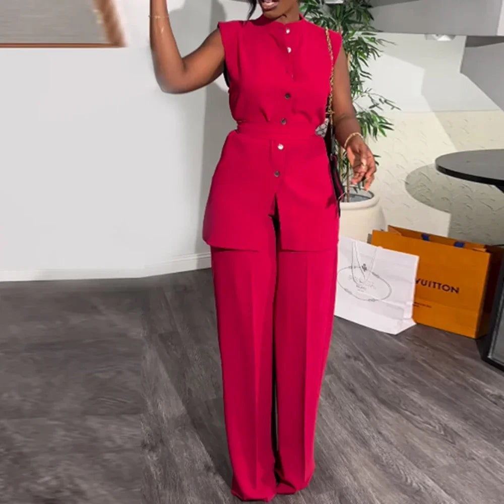 Maxy black Shirt Top & Cuffed Pants Set Women Wide Leg Pant Sets Two Piece Suit Loose O Neck High Waist Elegant Trousers Suits
