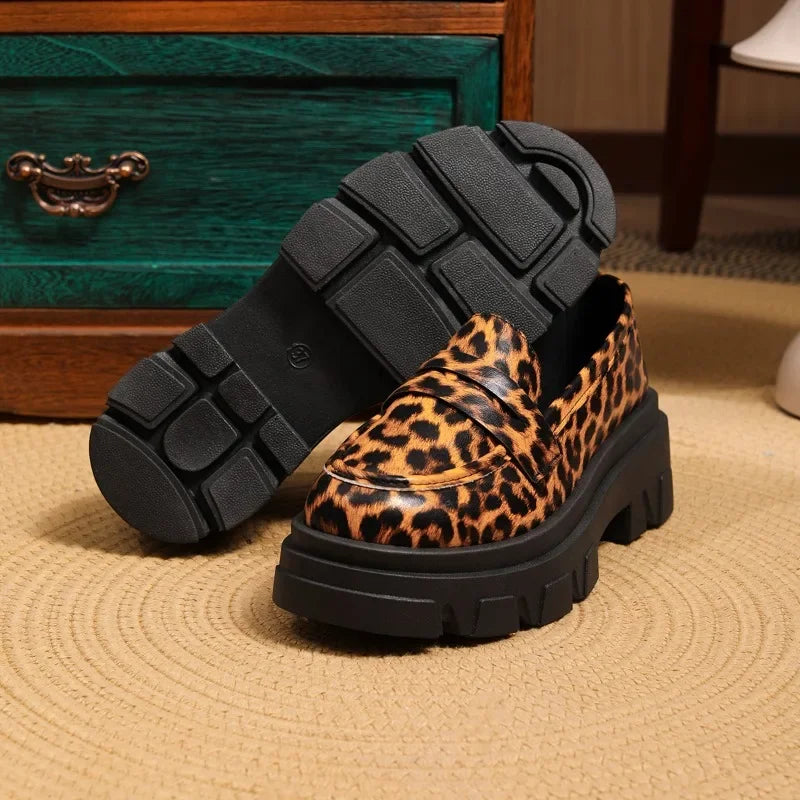 Amay Ladies Shoes high quality loafers Women's High heels Fashion leopard print Office and Career hot sale Plus Size heels women