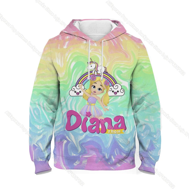 Maxy Kids Diana And Roma Show Clothes Hoody Sweatshirt Baby Girls Cartoon Toddler Boys Pullover Outerwear Children Casual Sweater