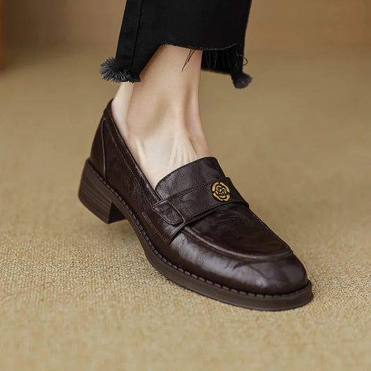 Maxy Woman Loafers Round Toe Flats Simple Style Daily Shoes Lady Footwear Sheepskin Slip On Women Flats Spring Autumn Women Flats