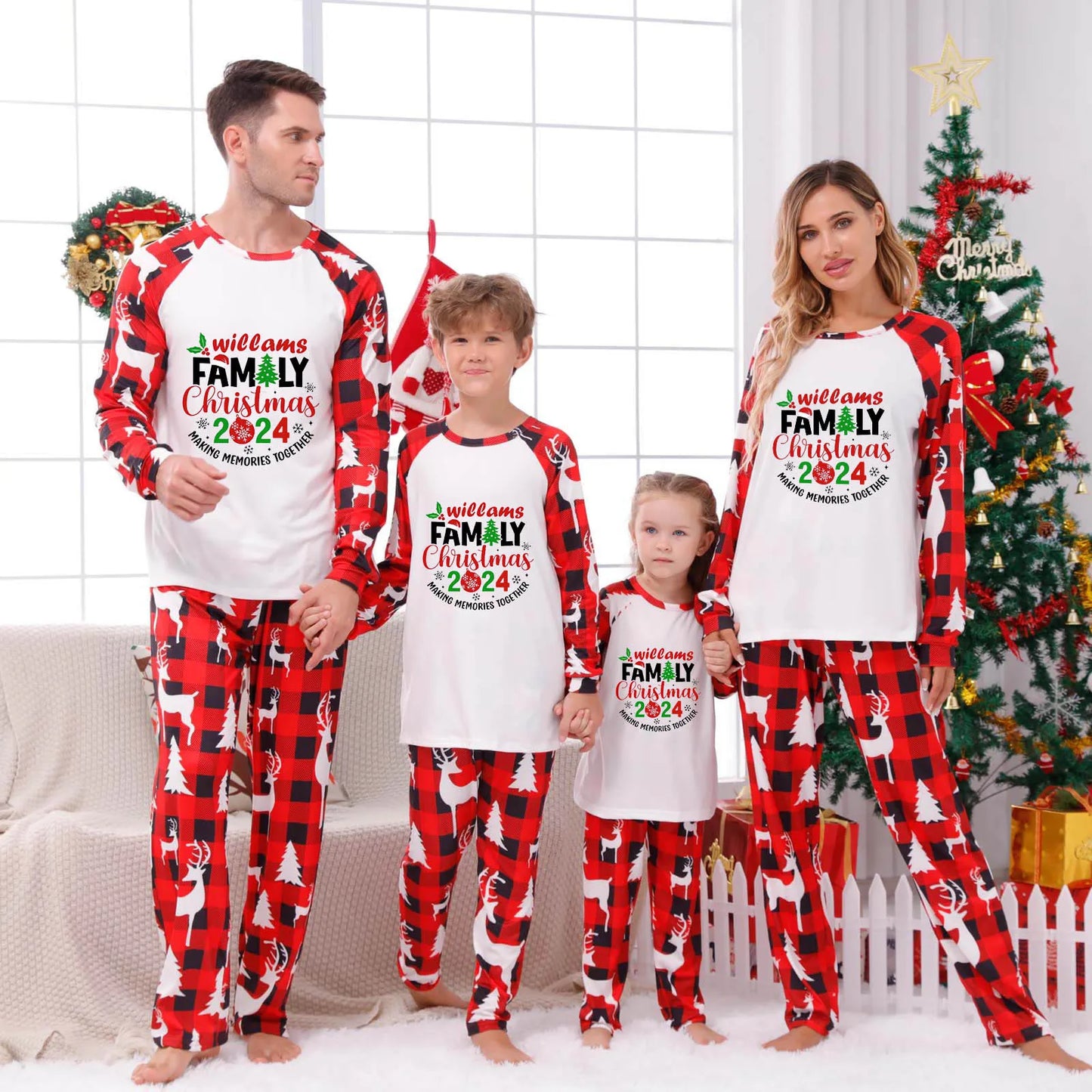 Merry Christmas Print Family Matching Outfits New Year Adult Kids Clothing Set Casual Soft Pajamas Baby Romper Dad Mom Xmas Look