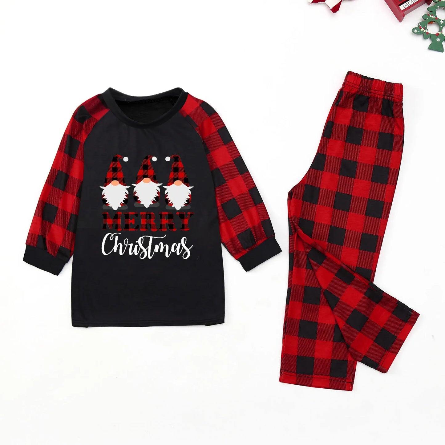 Merry Christmas Pajamas Family Matching 2 Piece Sets Sleepwear Santa Claus Printed New Tops+Pants Set Parent-Child Outfit