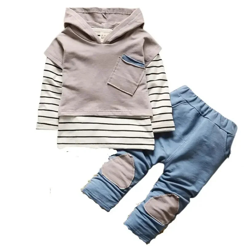 Babs Toddler Boys 3pcs Clothing Sets - Long Sleeve T-shirt + Coat + Pants, Autumn Winter, 1-4 Years Boy Clothes