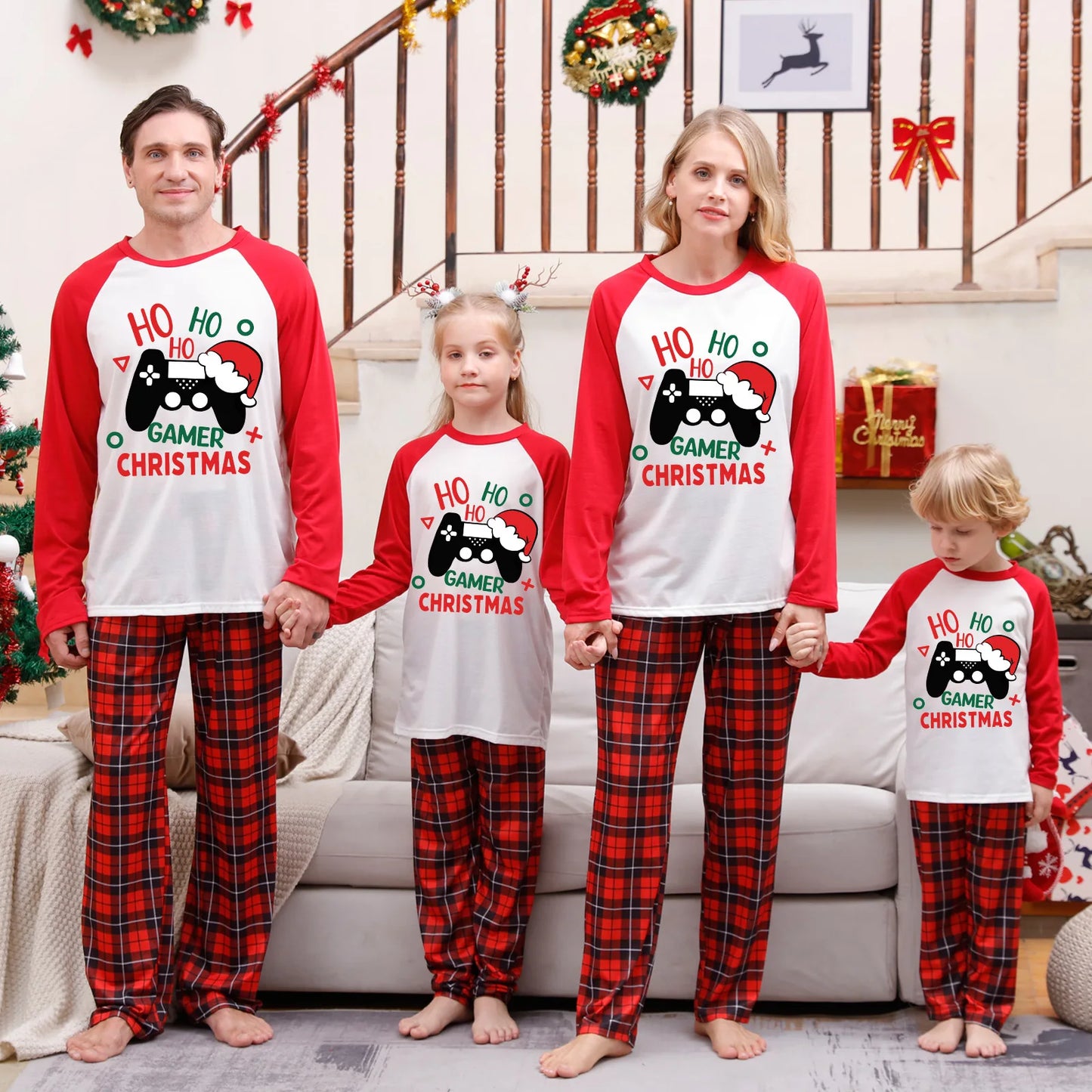 Christmas Family Matching Outfits Mom Dad Kids 2 Pieces Pajamas Set Baby Casual Loose Sleepwear Xmas Family Look Pyjamas