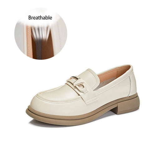 Maxy Spring Autumn Women's Shoes Female Genuine Leather Slip-on Loafers Ladies Office Work Thick Sole Shoe Ladies Casual Penny Loafer