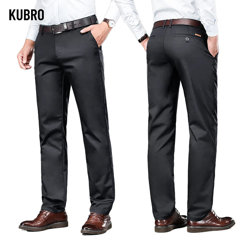 Maxy High Quality Men's Clothing Autumn Winter Office Business Casual Suit Trousers American Elegant Loose Straight Cargo Pants