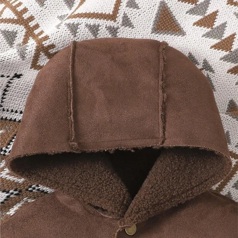 Maxy Fashion Baby Girl Boy Hooded Jacket Warm Fleece Inside Infant Toddler Child Faux Fur In One Coat Winter Autumn Baby Clothes 0-3Y