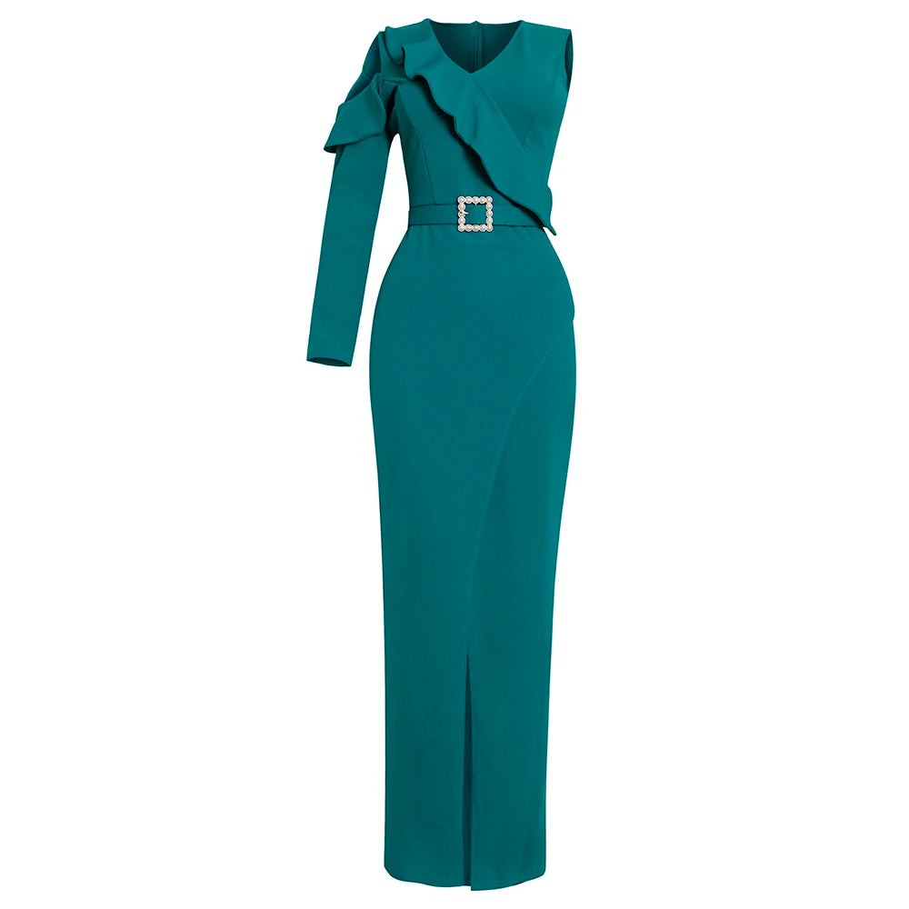 Maxy Elegant Dresses for Women Sleeveless V-Neck Bodycon Wedding Party Dress Fashion Sexy Long Maxy Plus Size Turkey Outfits