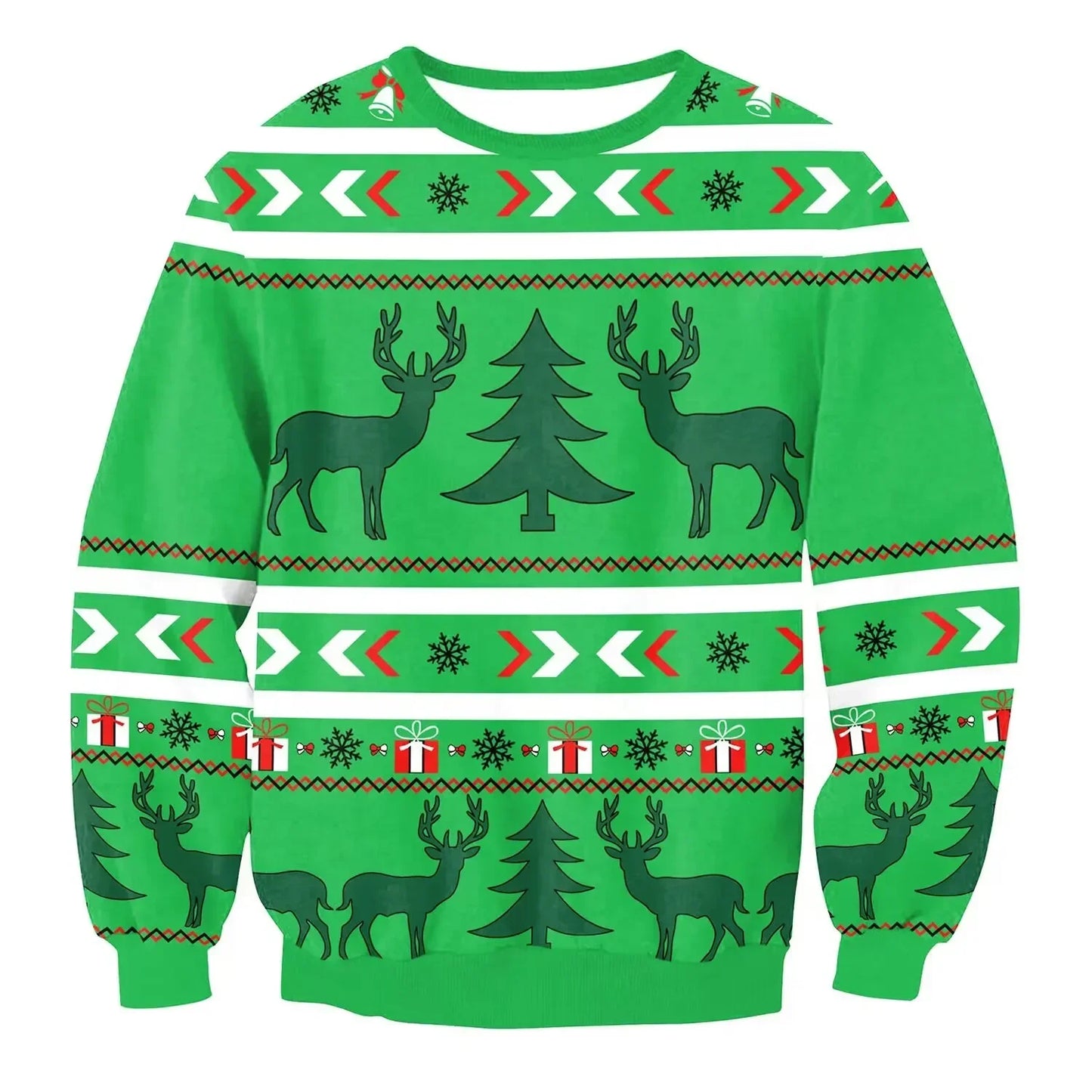 Christmas Pullovers Sweaters for Men Christmas Reindeer 3D Printed O-Neck Sweater Top Couple Clothing Holiday Party Sweatshirts