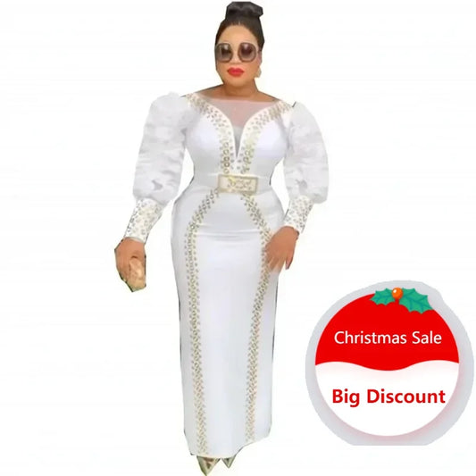 Amay Dresses for Women Elegant African Dashiki Maxy Dress Africa Clothes Ankara Dresses Spring Summer Gowns