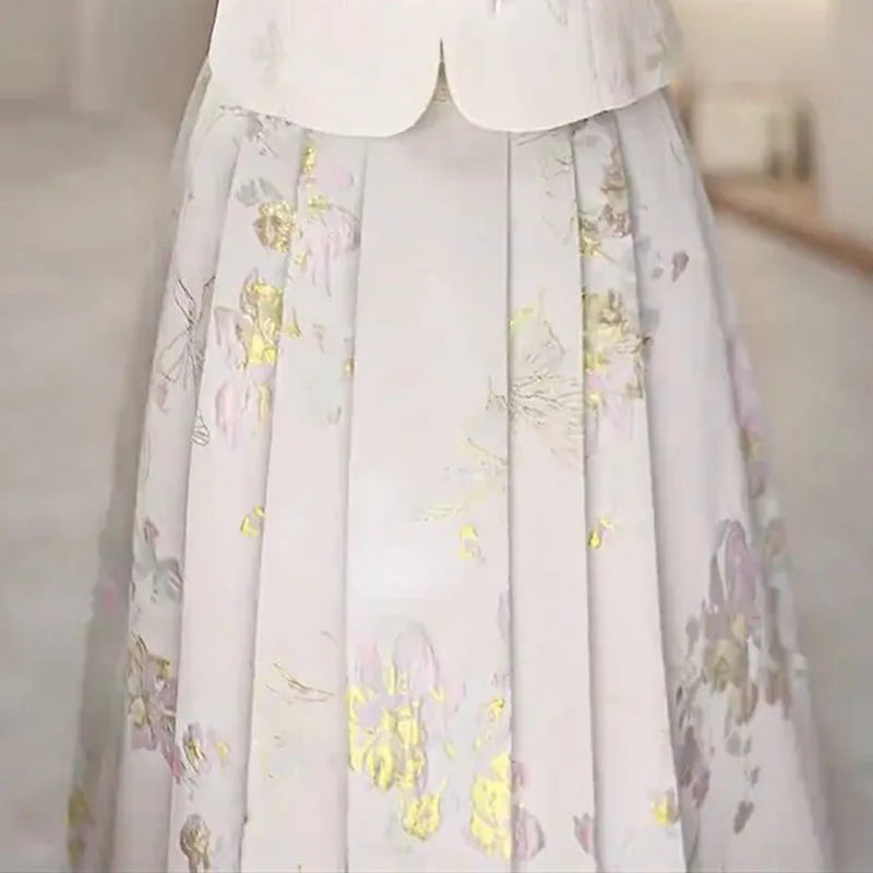 Amay Fashion Skirt Two-piece Women's Clothing Spring Summer New Elegant Horse-faced Skirt Luxury Party Shirt Floral suit Female