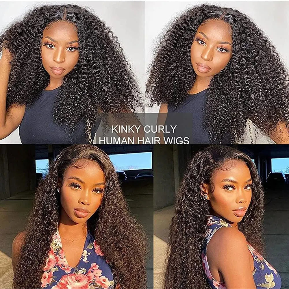 Maxy 250% Kinky Curly Lace Frontal Human Hair Wigs Pre-Plucked Brazilian Glueless Kinky Curly 5x5 Lace Closure Wigs Ready To Wear