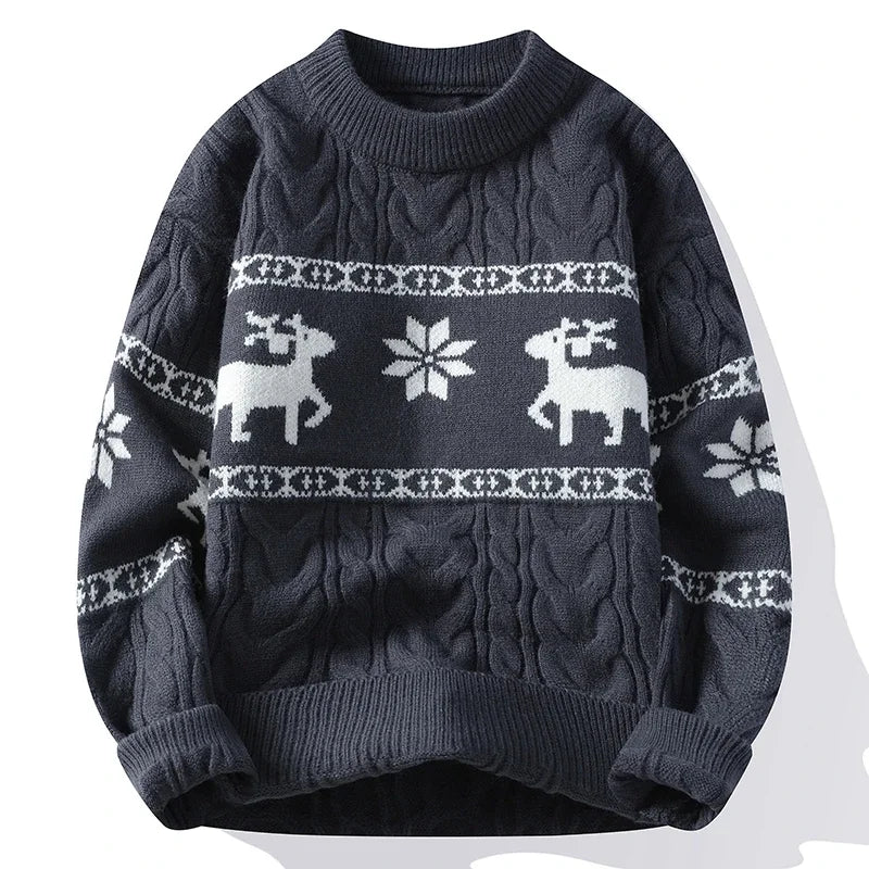 Maxy 2024 New Fall Winter High End Luxury Cashmere Sweater Men Thick Warm Men's Sweaters with Deer Christmas Jumper