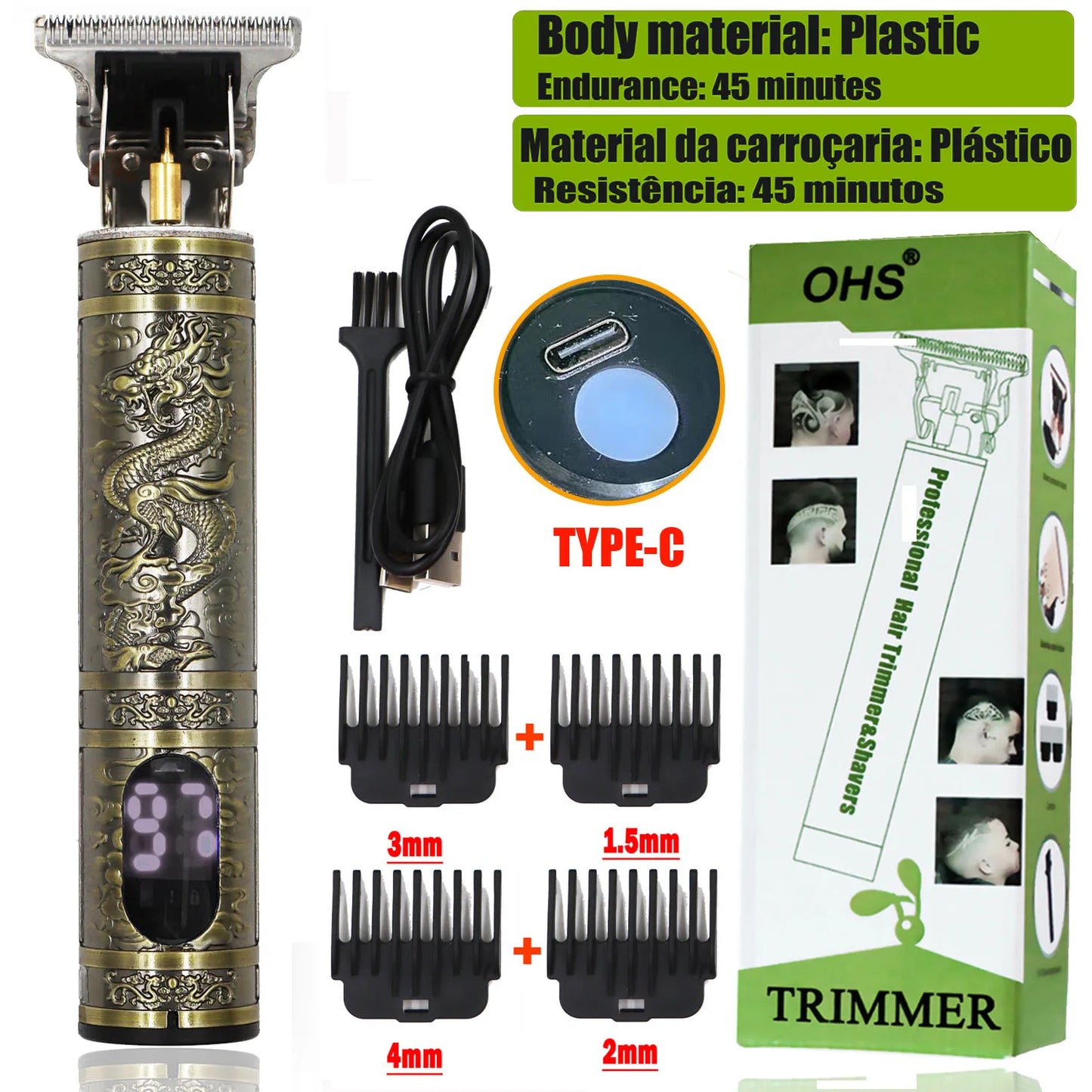 Maxy Vintage T9 Hair Clipper Beard Shaving Body Hair Trimmer Clippers Electric Men Haircut Machine 0mm Barber Shaver