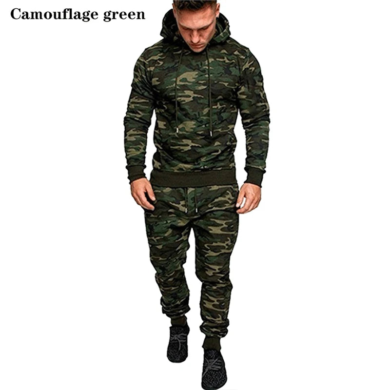 Visco Men's Clothing Fashion Tracksuits Sports Wear Camo Jogging Suits Hooded Tracksuit Set Clothes Hoodies+Sweatpants SweatSuits