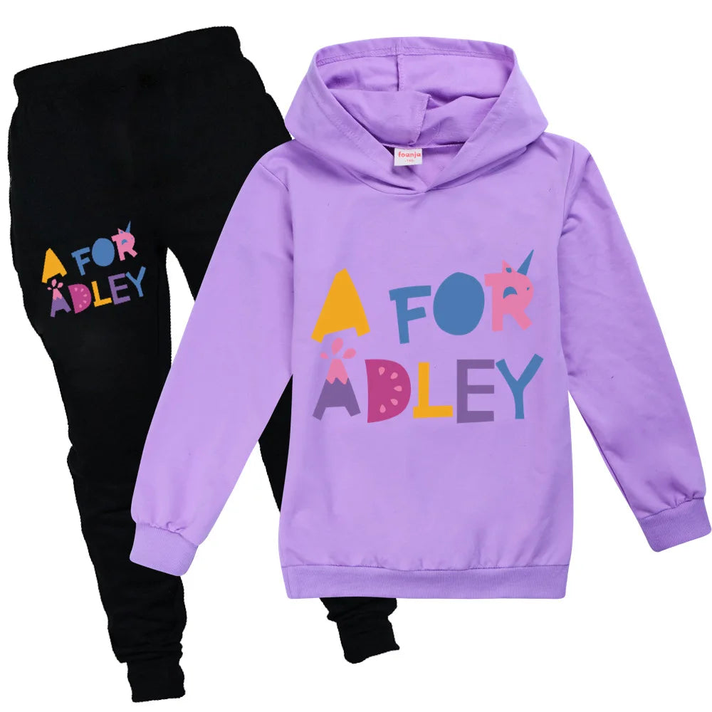Maxy Children's Clothing A for Adley Girls Boys Clothes Sets Spring Fall Long Sleeve Sweatshirt+Pants Suits Baby 2pcs Girls Set