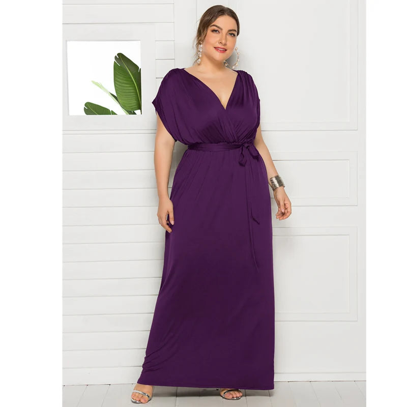 Maxy dress Long Plus Size Evening Party Dress V Neck Stretchy White Vestido Robe de Soiree Wedding Guest Dress LMT-FP3310