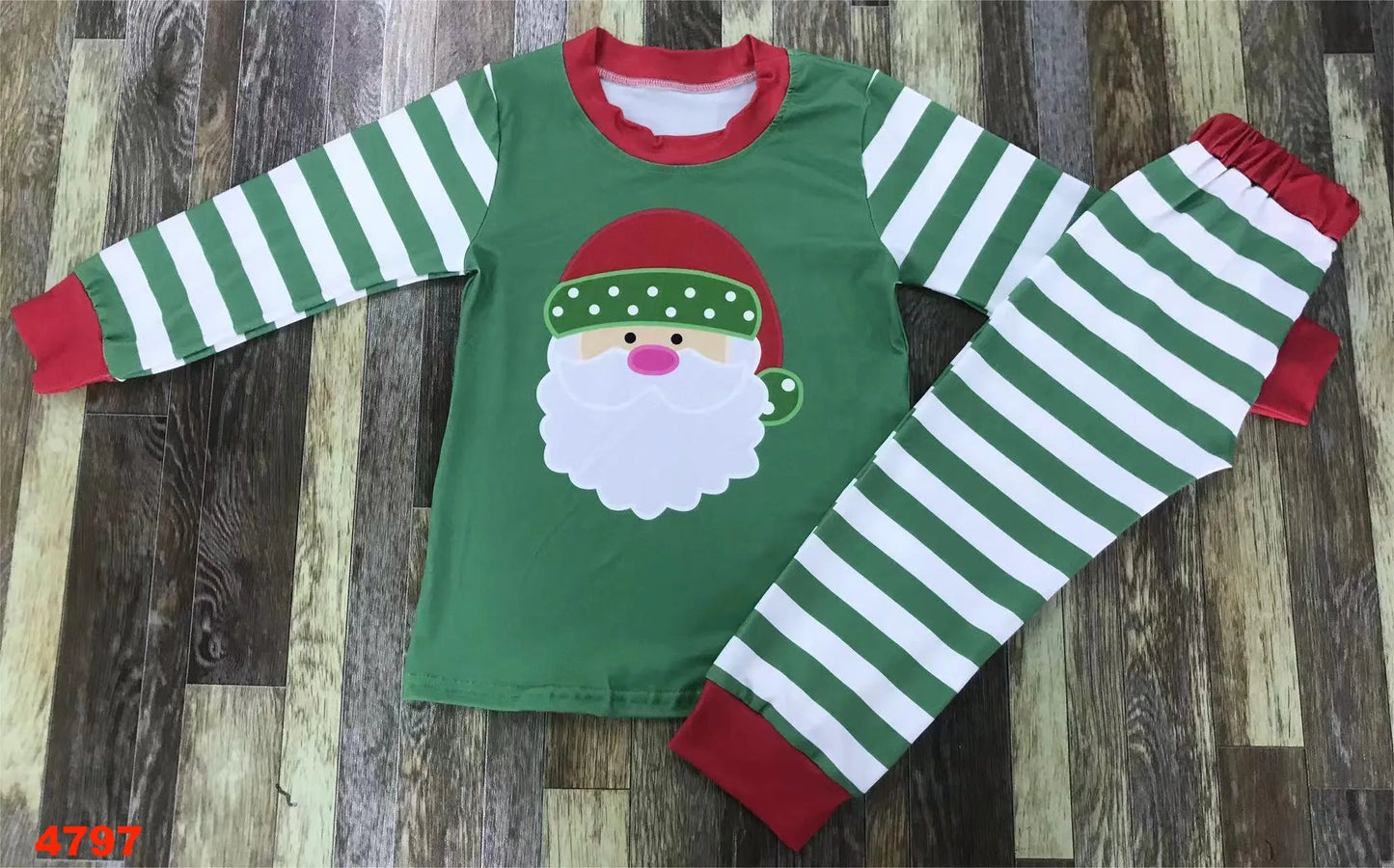 Maxy Red Fall Christmas Children's Pajamas set Santa baby autumn long cotton long-sleeved top + long pants pajamas set