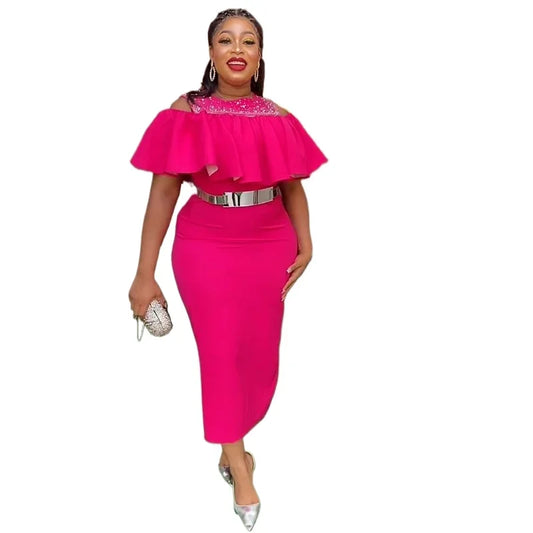 Amay New Party Evening Dresses African Turkey Women Bodycon Robe Ruffle Elegant Dress Wedding Evening Prom Gown Clothes