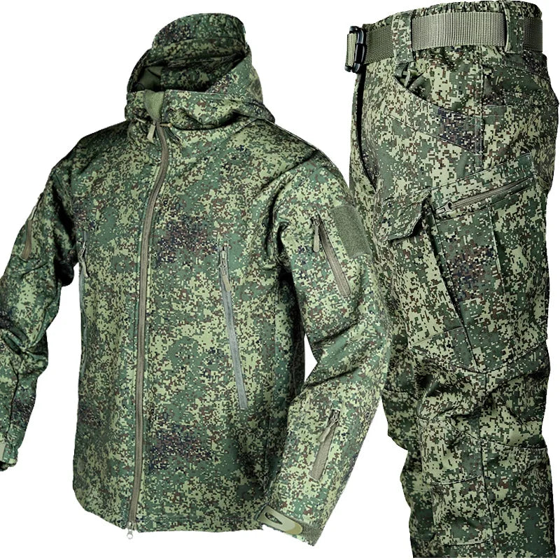 Maxy Outdoor Shark Skin Warmth Set Camo Plush Thickened Coat Autumn/Winter Racing Top Does Not Include Cuff Logo Pattern