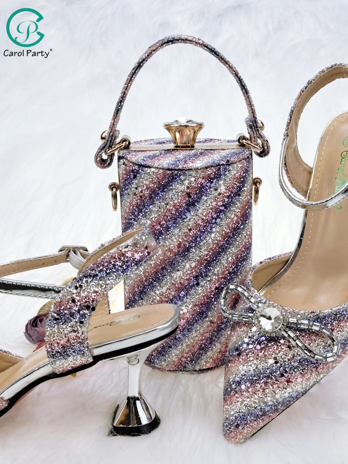New Arrival Special Style Italian Design African Women Shoes and Bag Set Nigeria Ladies Shoes and Bag in Blue Color