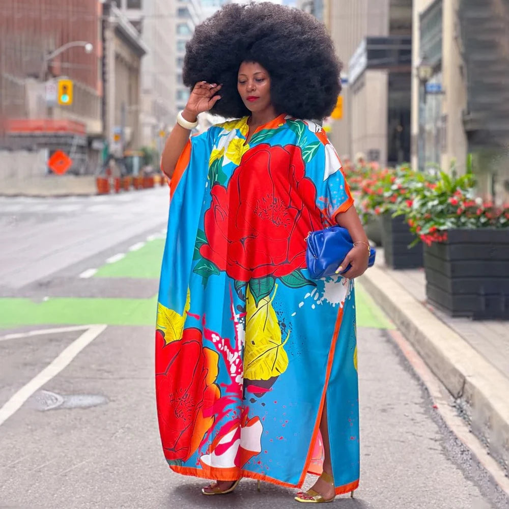 Maxy Dress For Women Plus Size Print Long Wedding Party Dress Evening Gowns Traditional Dashiki Clothing Kaftan Robe