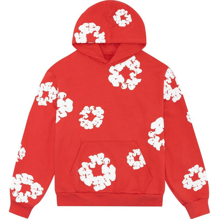 Maxy Flower Print Woman Hoodies Sets Oversized Hip Hop Pant Suit Hooded Sweatshirt Casual Sporty Sweatpant Trend Female 2pcs Set