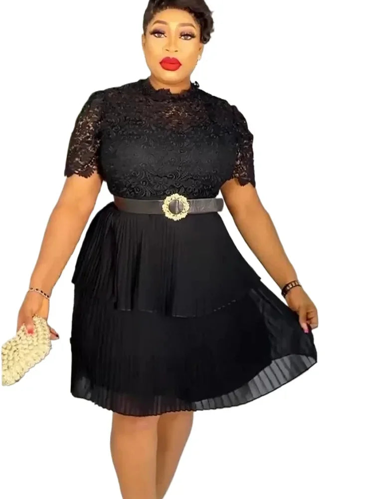 Maxy Fashion Plus Size Party Dresses for Women Dashiki Ankara Lace Evening Gowns Elegant Turkey Muslim Maxy Dress New