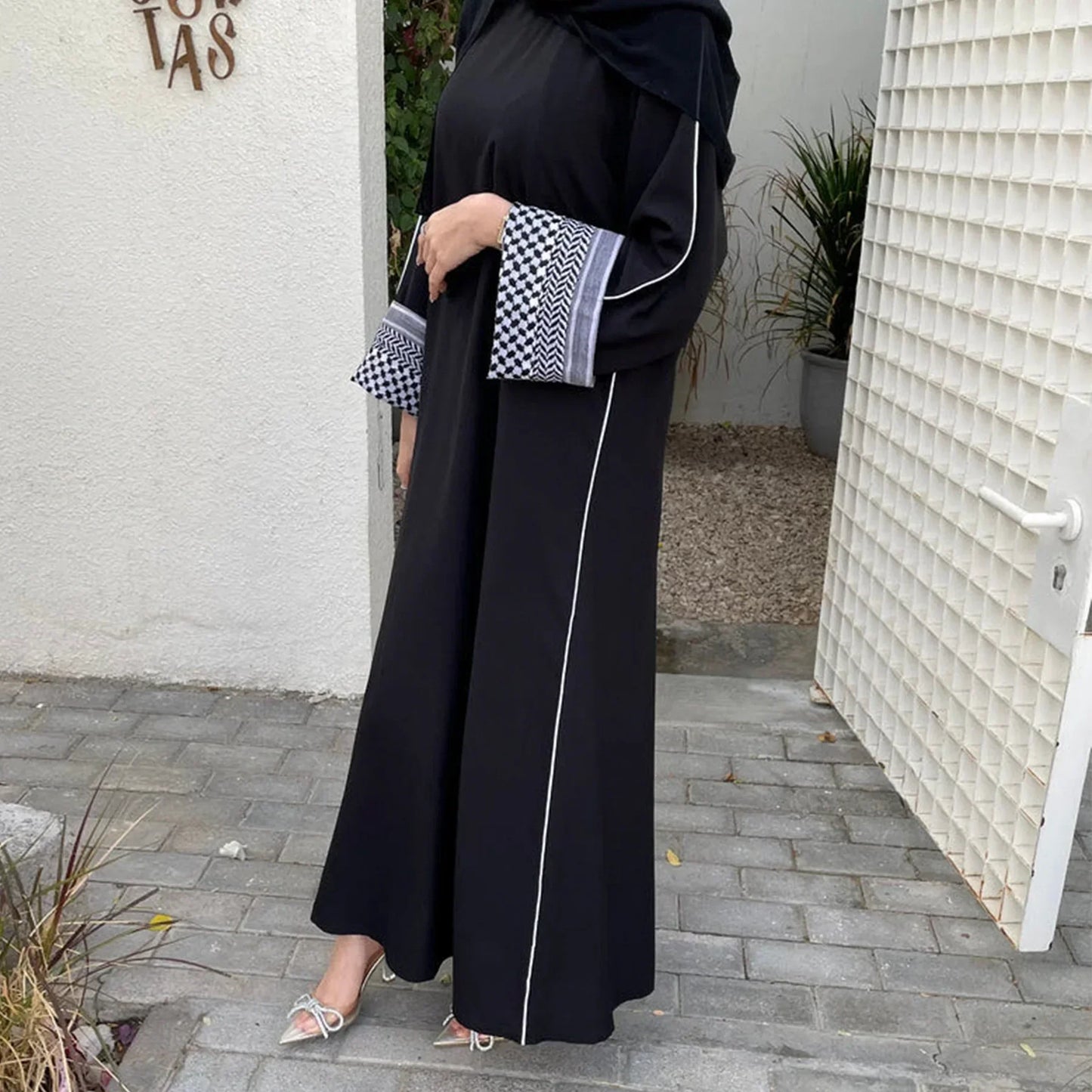 Maxy Linen Closed Abaya Keffiyeh Muslim Dress Printed Abayas for Women Dubai 2024 Luxury Turkey Ramadan Islamic Clothes Kaftan Robe