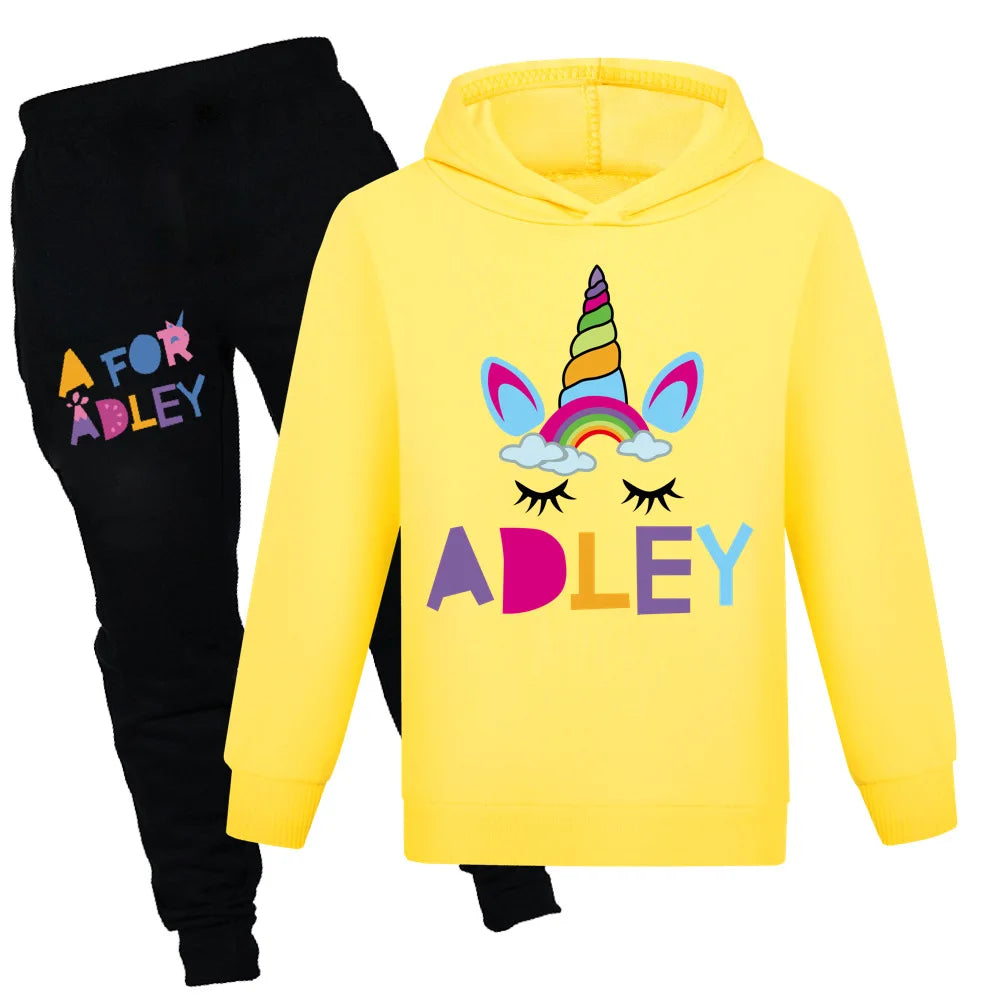 Maxy Children's Clothing A for Adley Girls Boys Clothes Sets Spring Fall Long Sleeve Sweatshirt+Pants Suits Baby 2pcs Girls Set