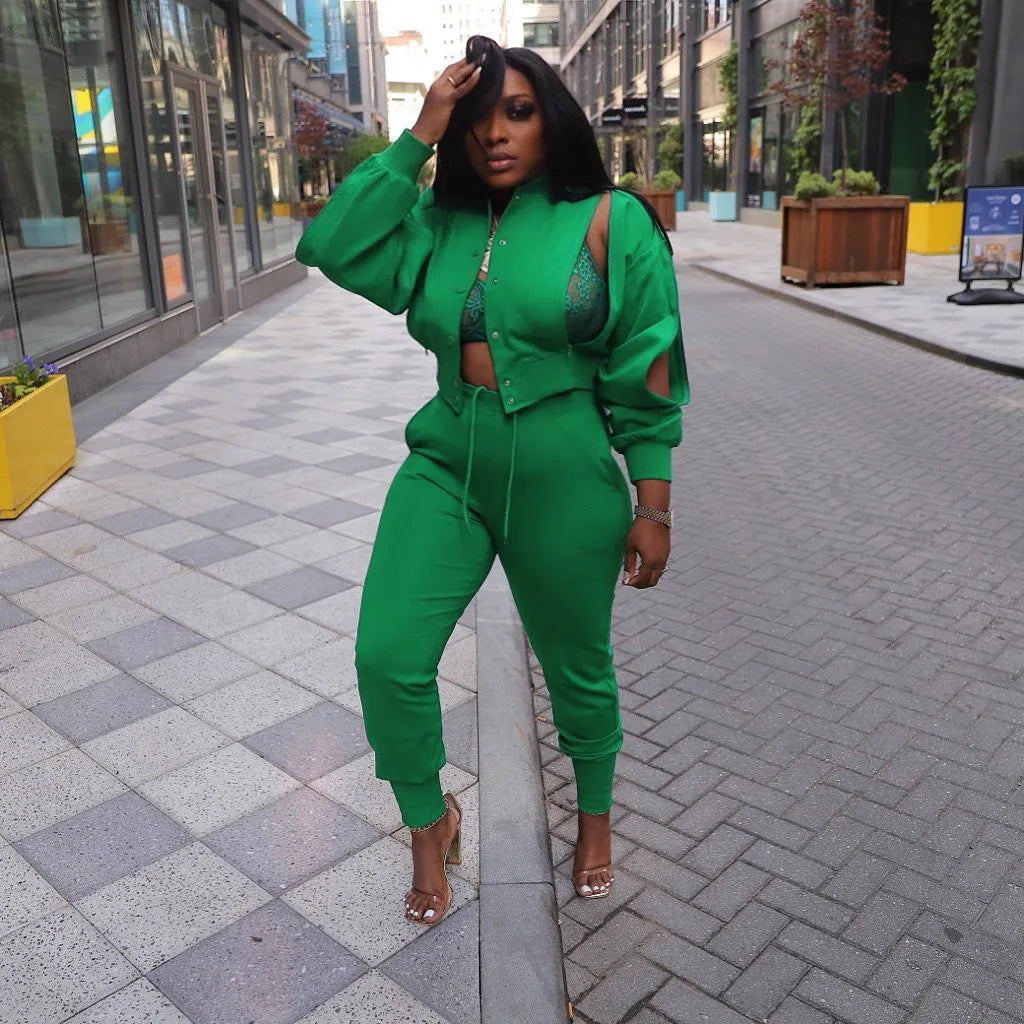 Amay Women Two Piece Set Spring Slim Fit Pants Hollow Out Button Shirt Y2k Tops Suits Vintage Patchwork Streetwear Outfit Sets.