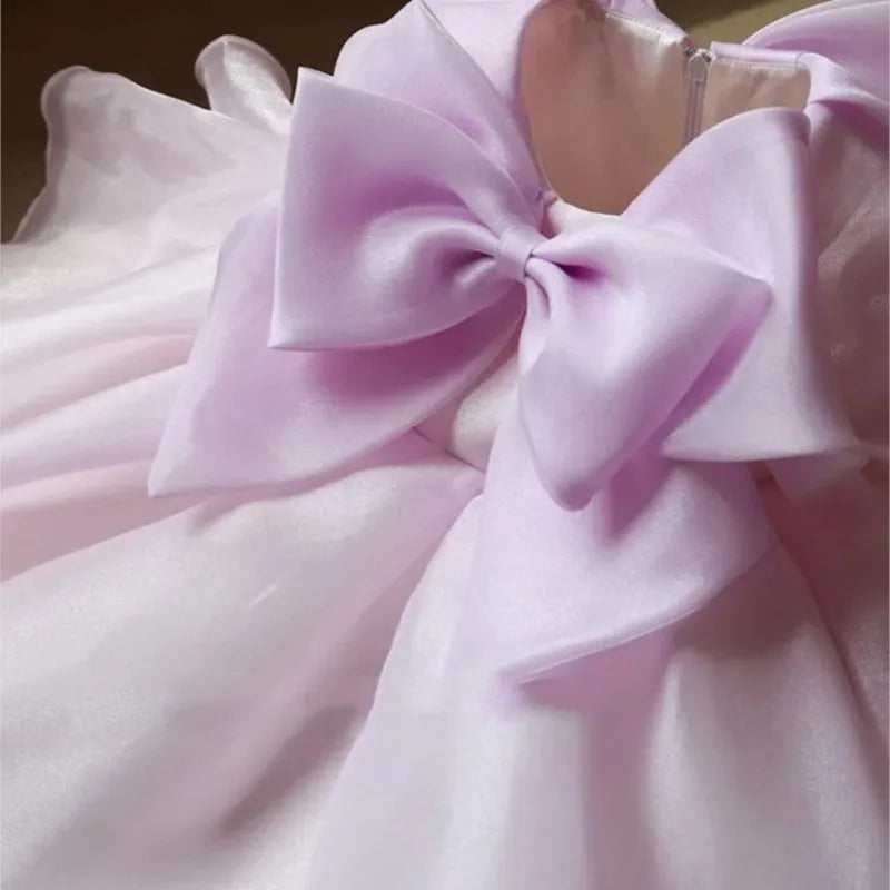 Maxy Baby Girl Princess Big Bow Dress Sleeveless Infant Toddler Teens Child Tulle Vestido Birthday Party Wedding Baby Clothes 1-14Y