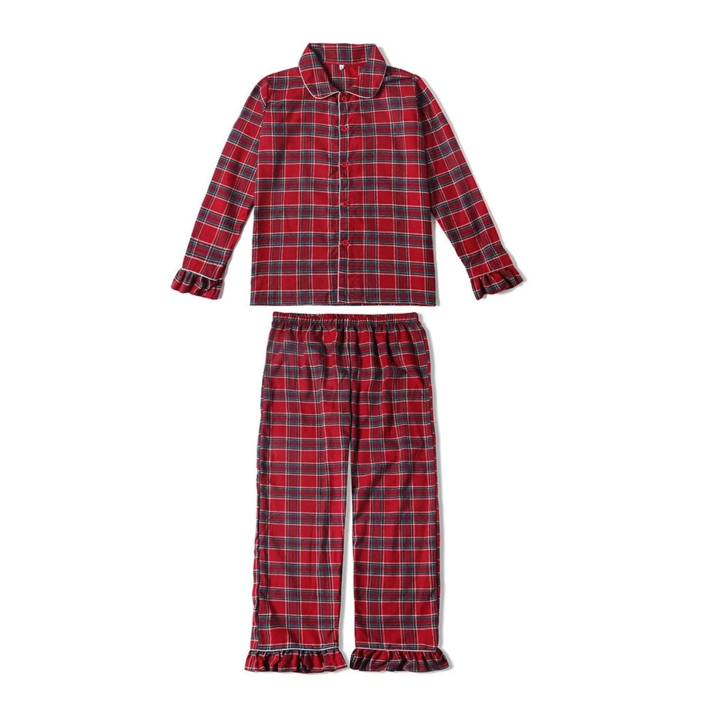 Max Kids red plaid pajamas baby boy and girl pajamas flannel family matching Christmas pajamas sets