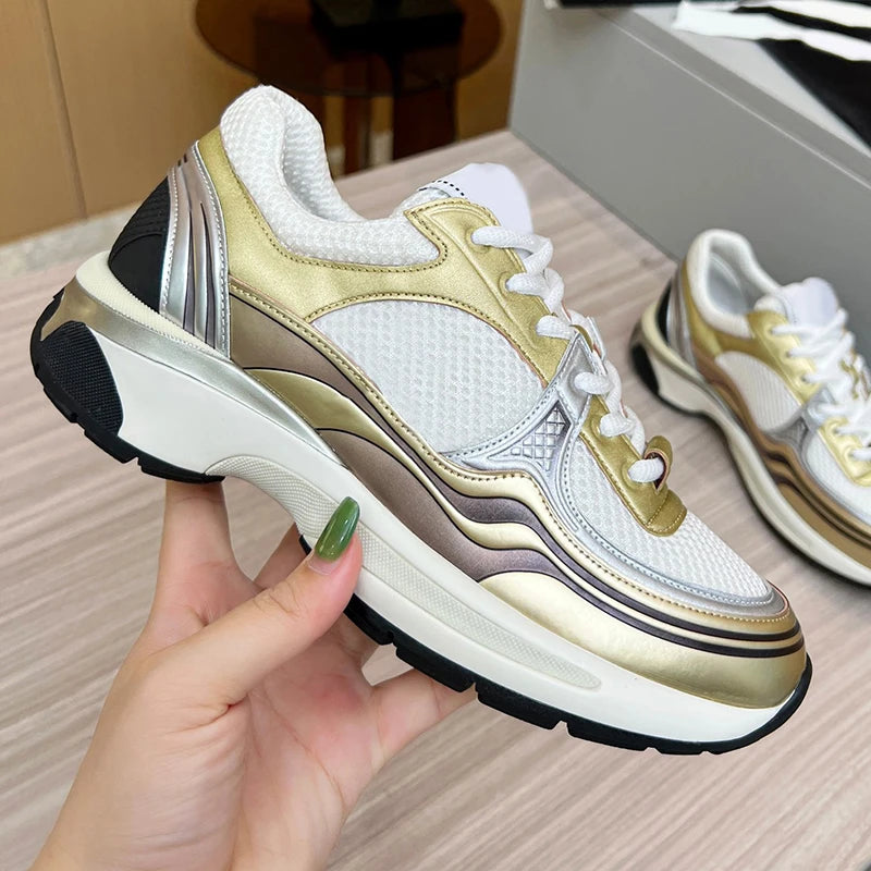 Maxy Women's casual shoes sports shoes breathable mesh flat bottom travel shoes lace up women's shoes