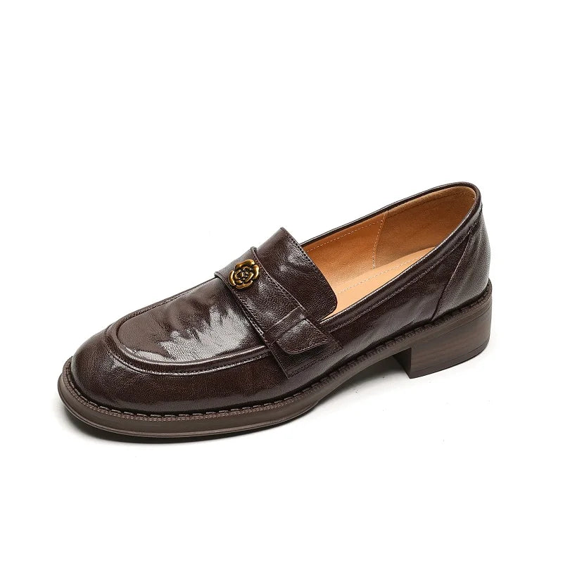 Maxy Woman Loafers Round Toe Flats Simple Style Daily Shoes Lady Footwear Sheepskin Slip On Women Flats Spring Autumn Women Flats