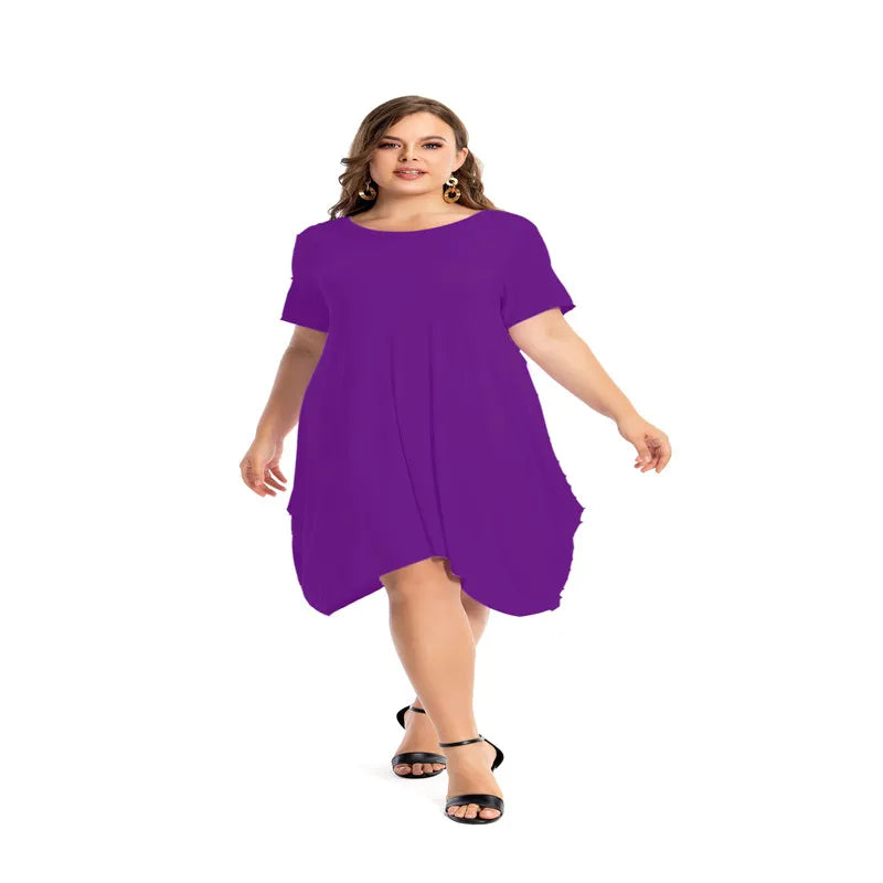 Amay Modal Cotton Nightgowns For Women Plus Size Short Sleeve O Neck Lounge PJS Pajama Dress 7XL 6XL 5XL Black White Red Sleepwear