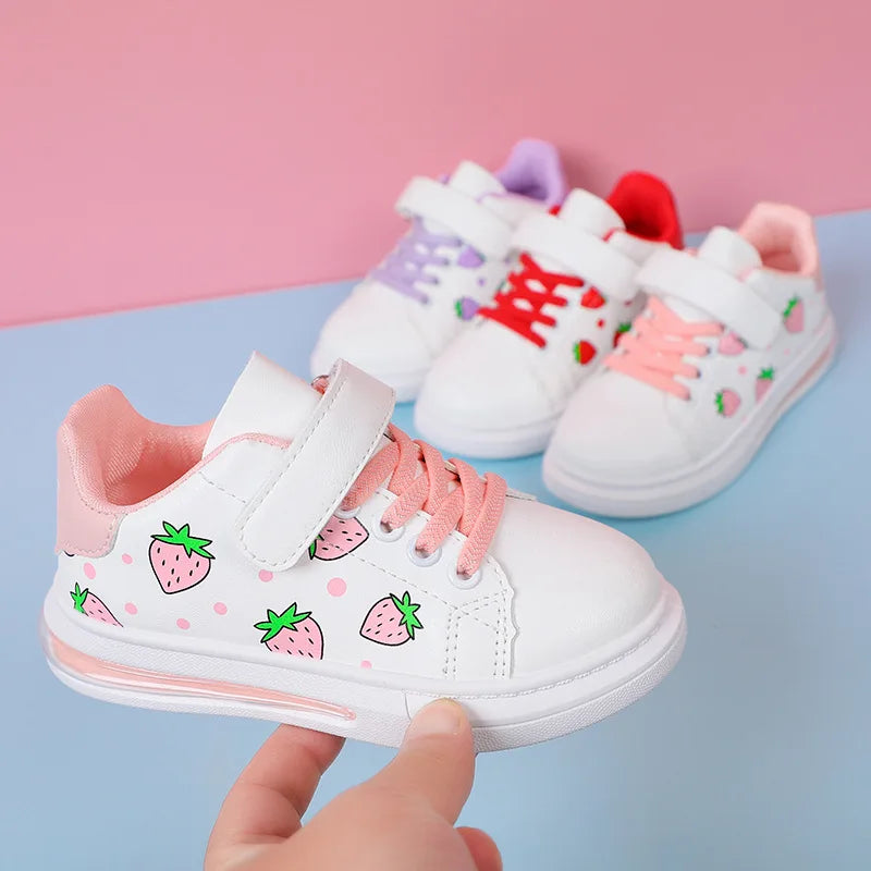 Maxy 0-3 Year White Casual Shoes for Baby Strawberry White Kids Sports Shoes Toddler Walking Shoes Boy Girl Brand Children Sneaker