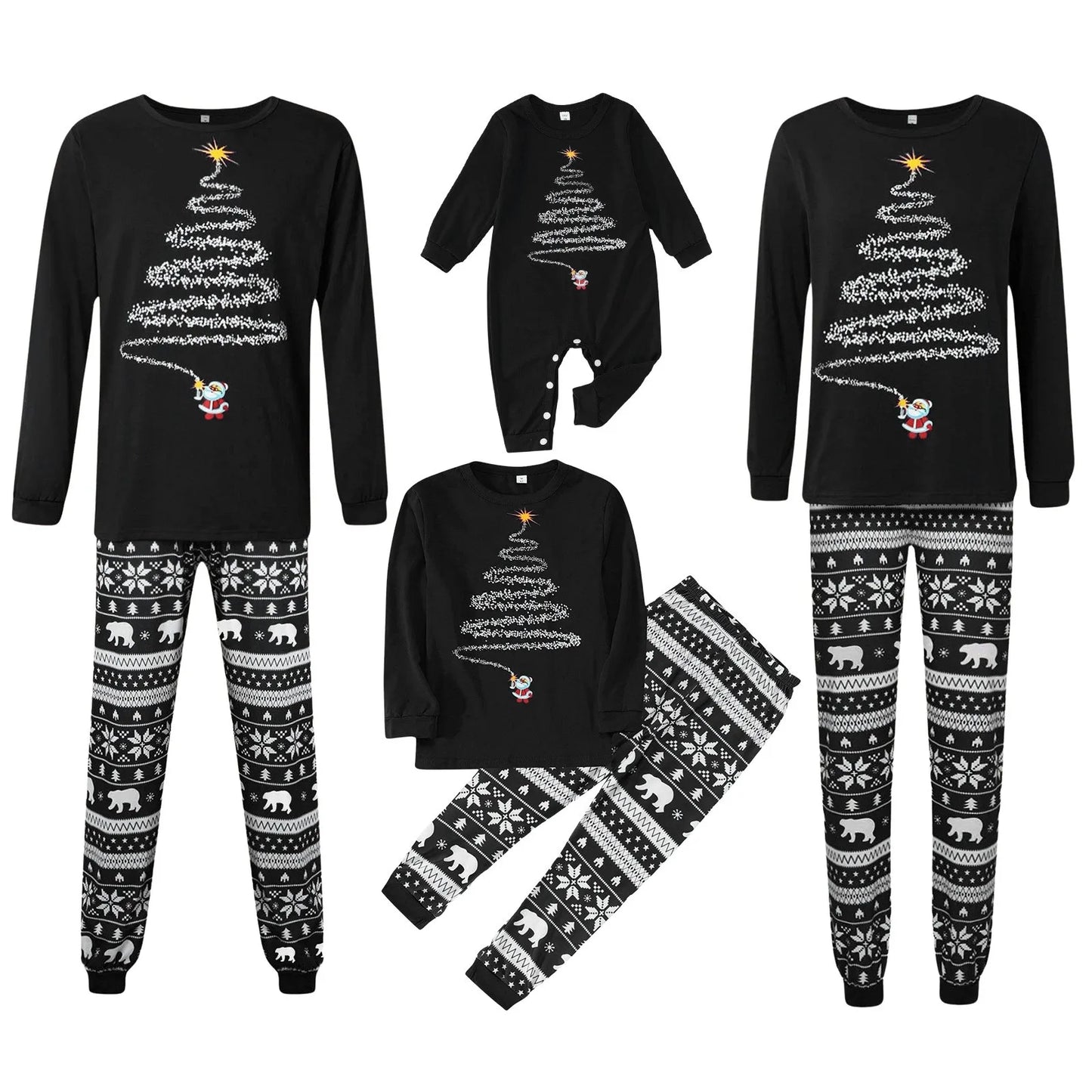 Two Pieces Family Matching Outfit New Year Autumn Winter Christmas Homewear Pajamas Sets Family Parent Child Home Clothes Set