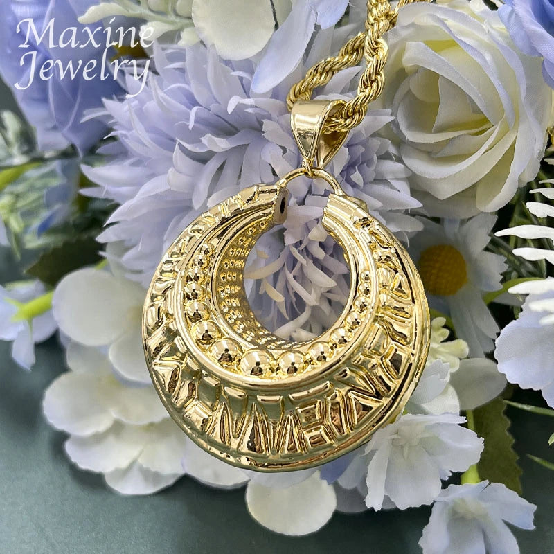 Maxy 24K Gold Plated Jewelry Set for Women Copper Earrings Geometric Pendant Necklace Golden Party Anniversary Wedding Gifts