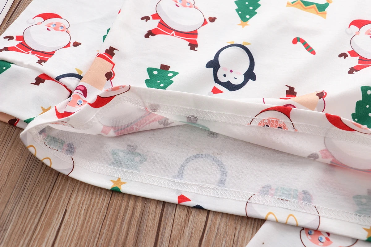 Maxy Family Matching Pajamas Set Father Mother Kid Baby Santa Claus Penguin Christmas Tree Top+Pants Family Sleepwear Pj's