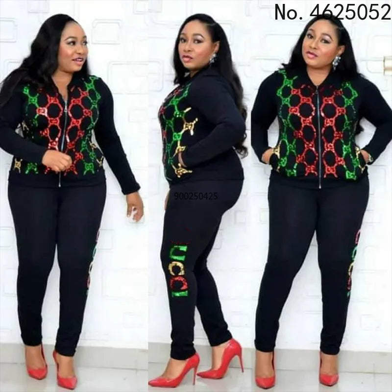 Babs 2 Piece Women Set Velvet Crop Top + Midi Skirt Autumn Winter Dashiki African Long Sleeve Two Piece Sets Outfit Africa Clothing