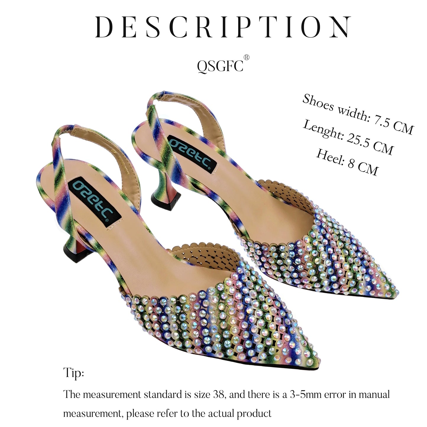 New Maxy Design Simple and Elegant Colorful Rhinestones Rainbow Color Women's Shoes and Party Wedding Bags